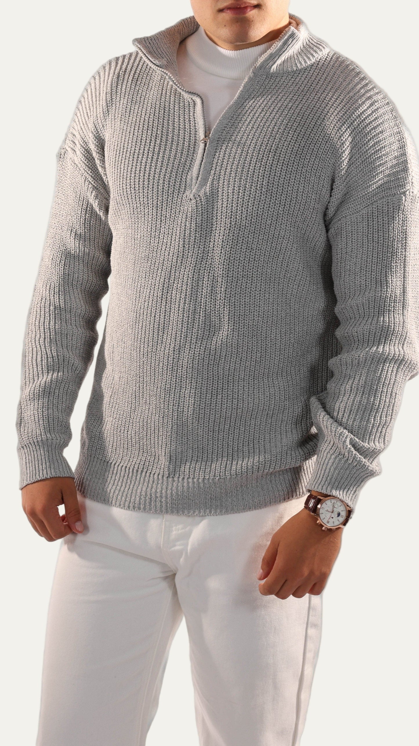 Pull classique à col zippé pour homme