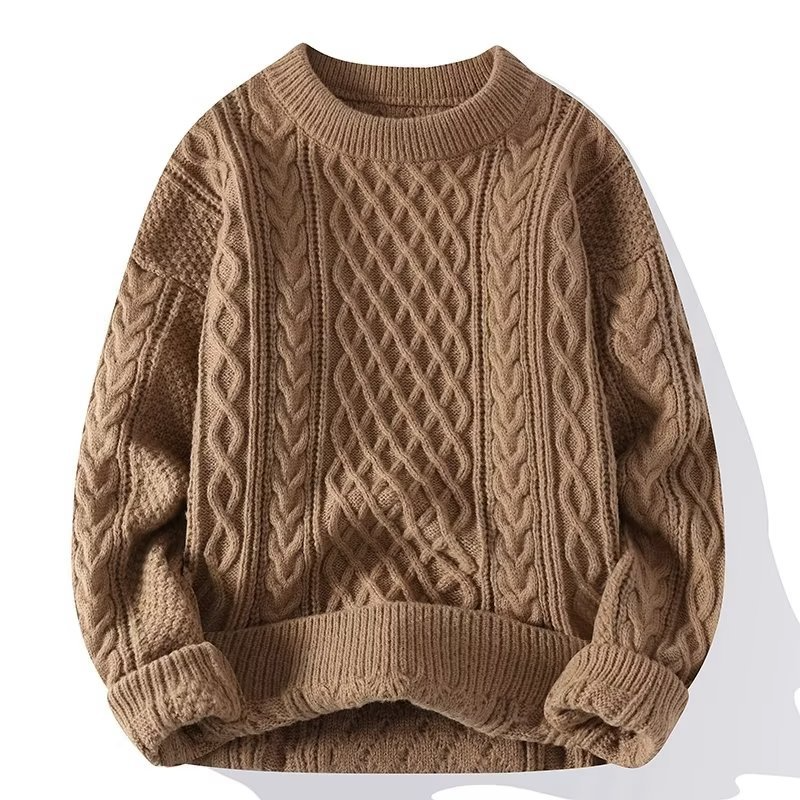Pull classique à grosses mailles torsadées pour femme