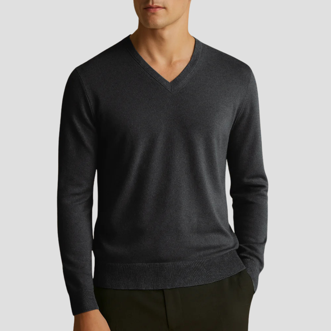Pull col V en maille fine pour homme
