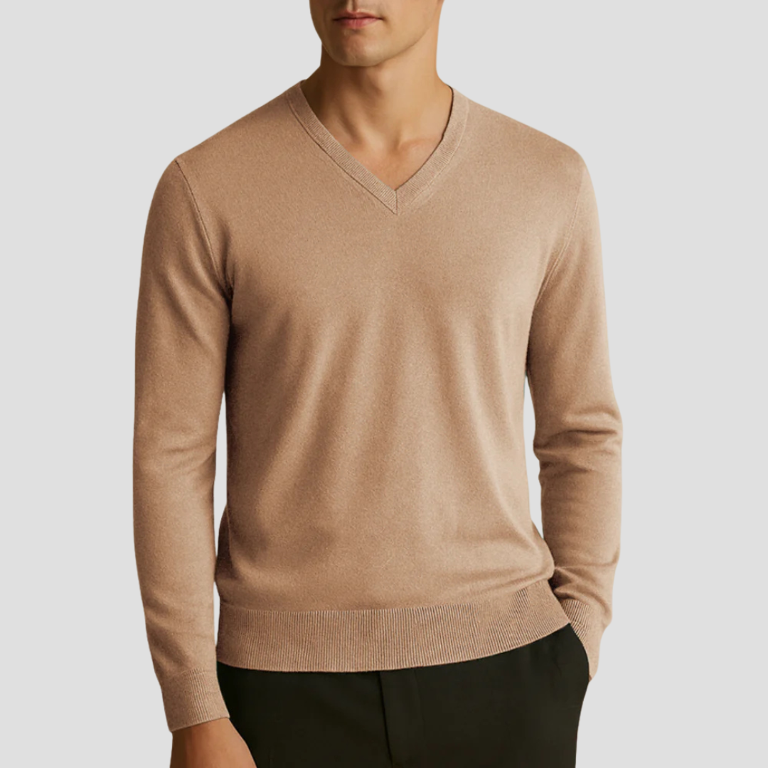 Pull col V en maille fine pour homme