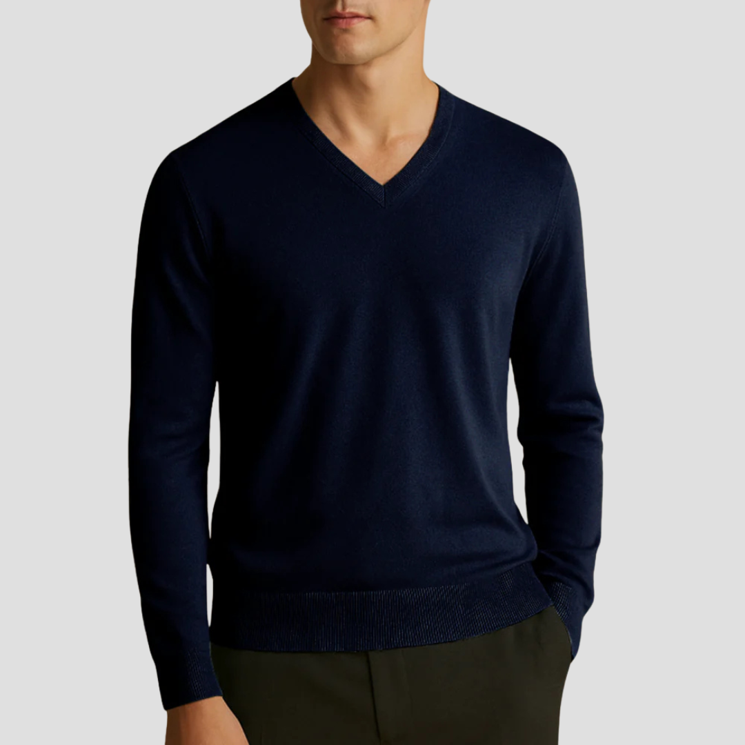 Pull col V en maille fine pour homme