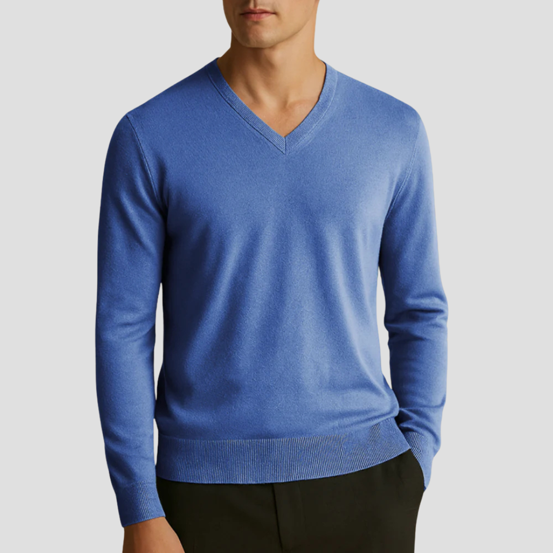 Pull col V en maille fine pour homme