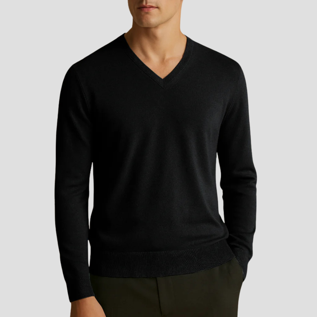 Pull col V en maille fine pour homme