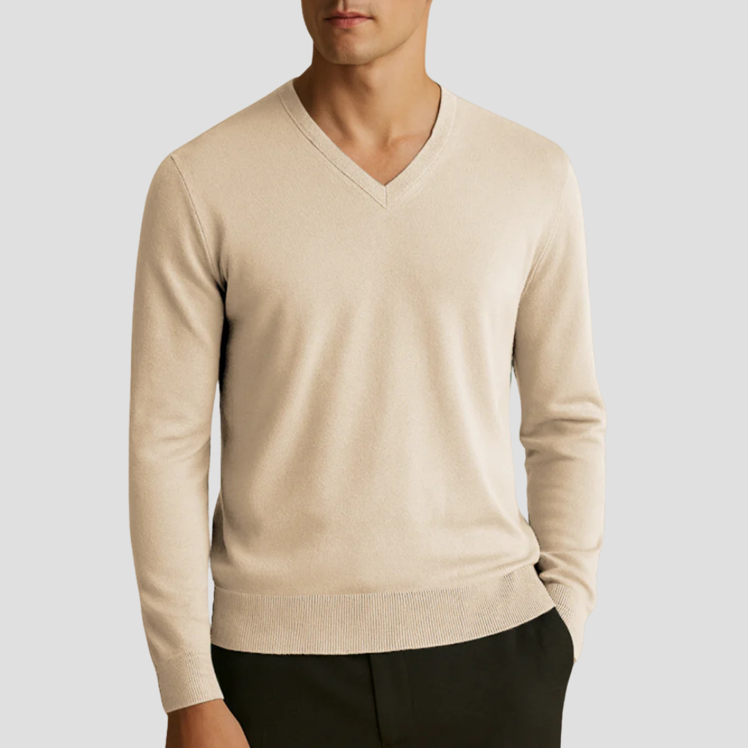 Pull col V en maille fine pour homme