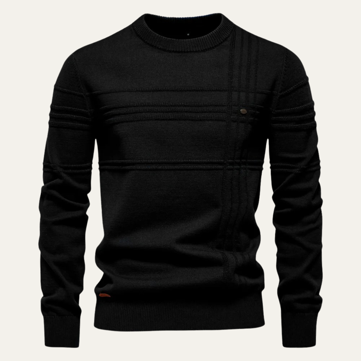 Pull col rond à motif quadrillé pour homme