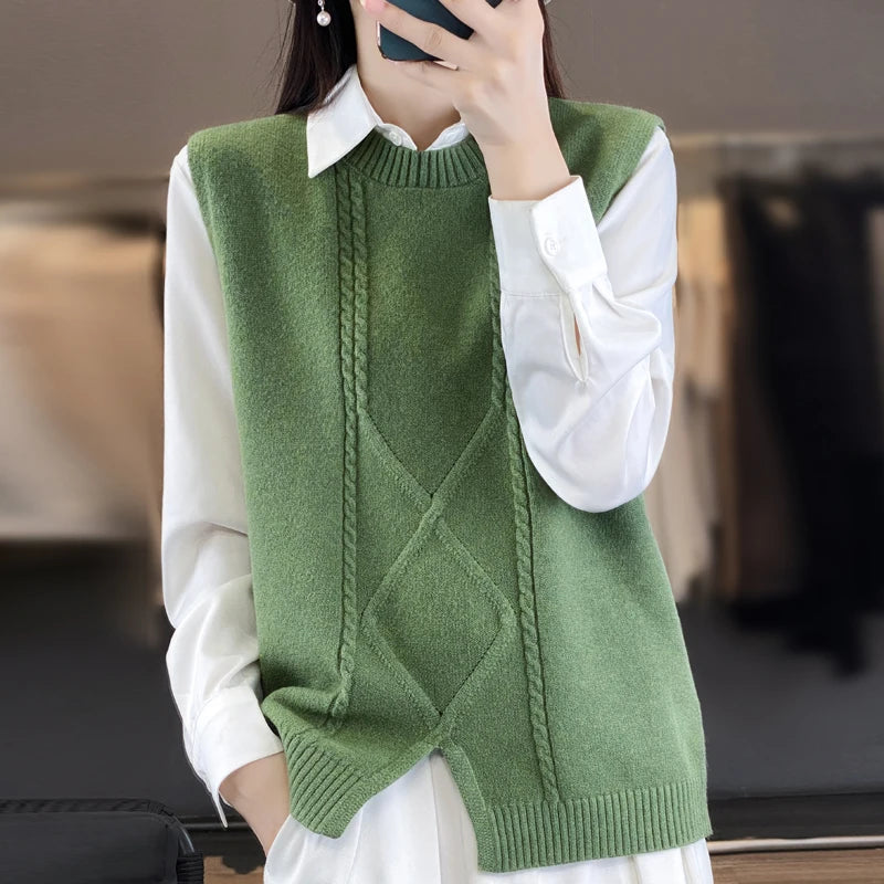 Pull col rond en cachemire pour femme