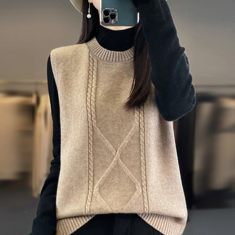 Pull col rond en cachemire pour femme
