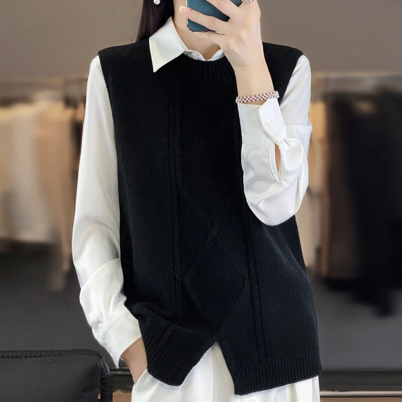 Pull col rond en cachemire pour femme