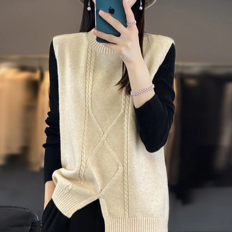 Pull col rond en cachemire pour femme