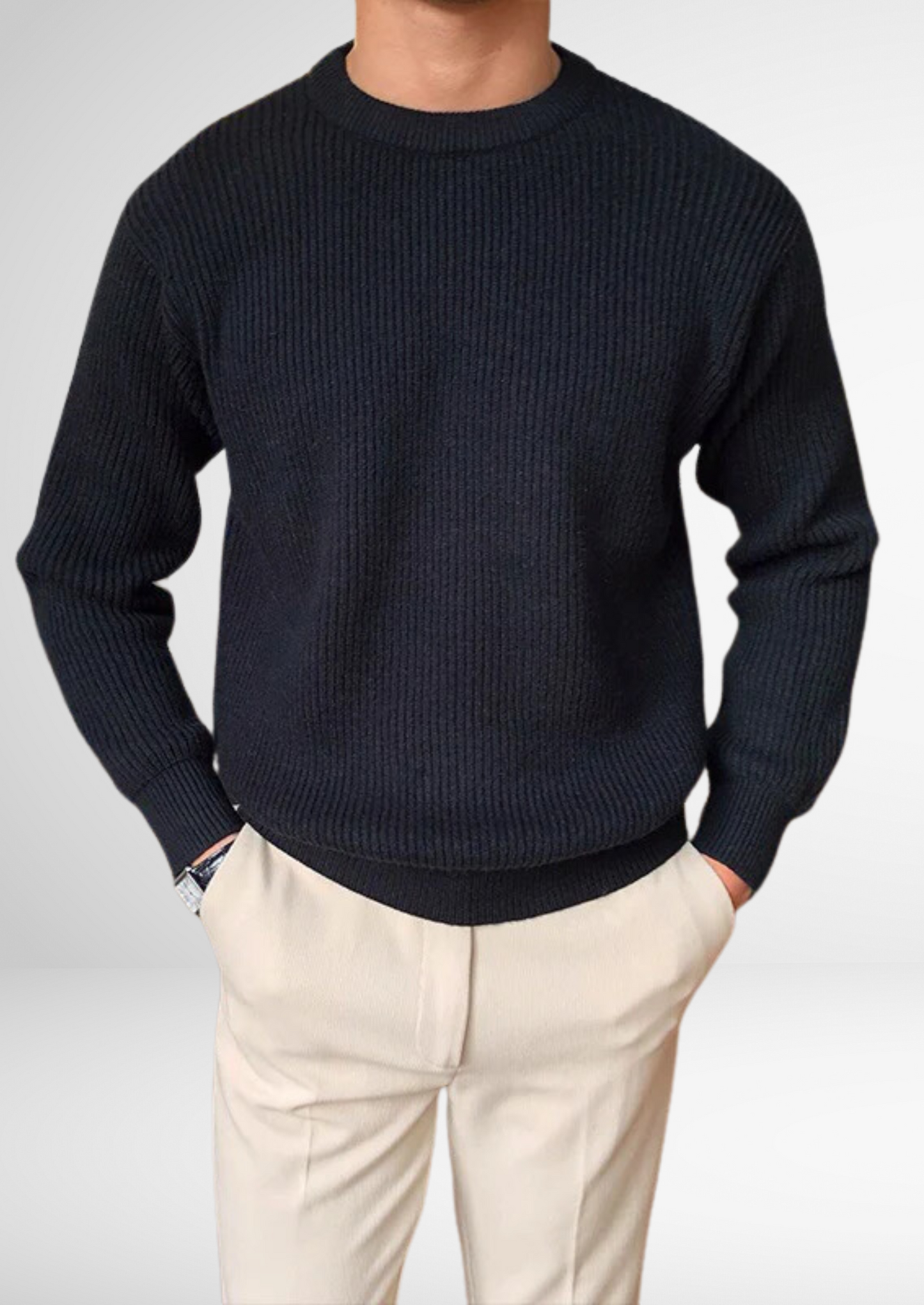 Pull col rond en maille épaisse pour homme