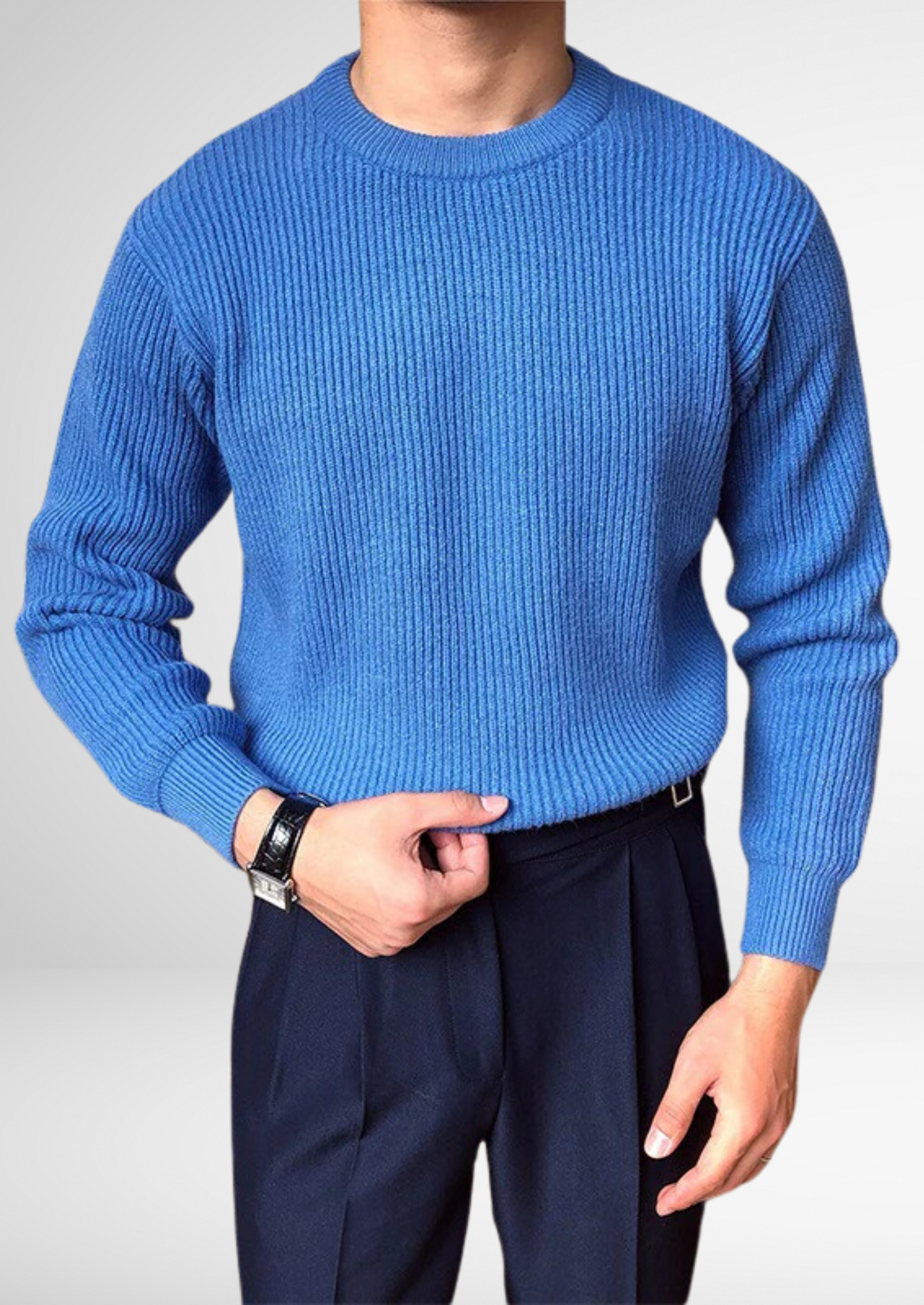 Pull col rond en maille épaisse pour homme