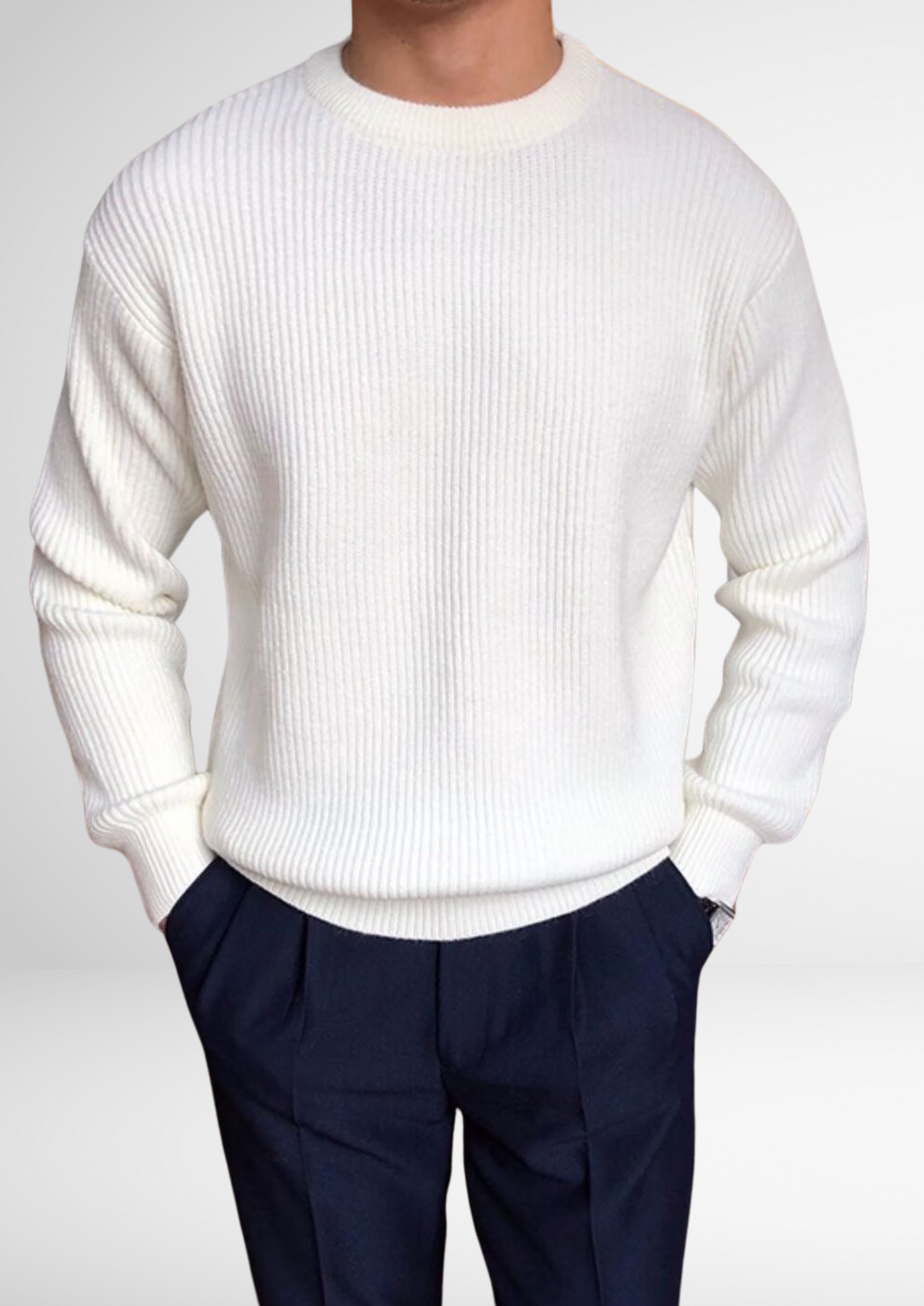 Pull col rond en maille épaisse pour homme