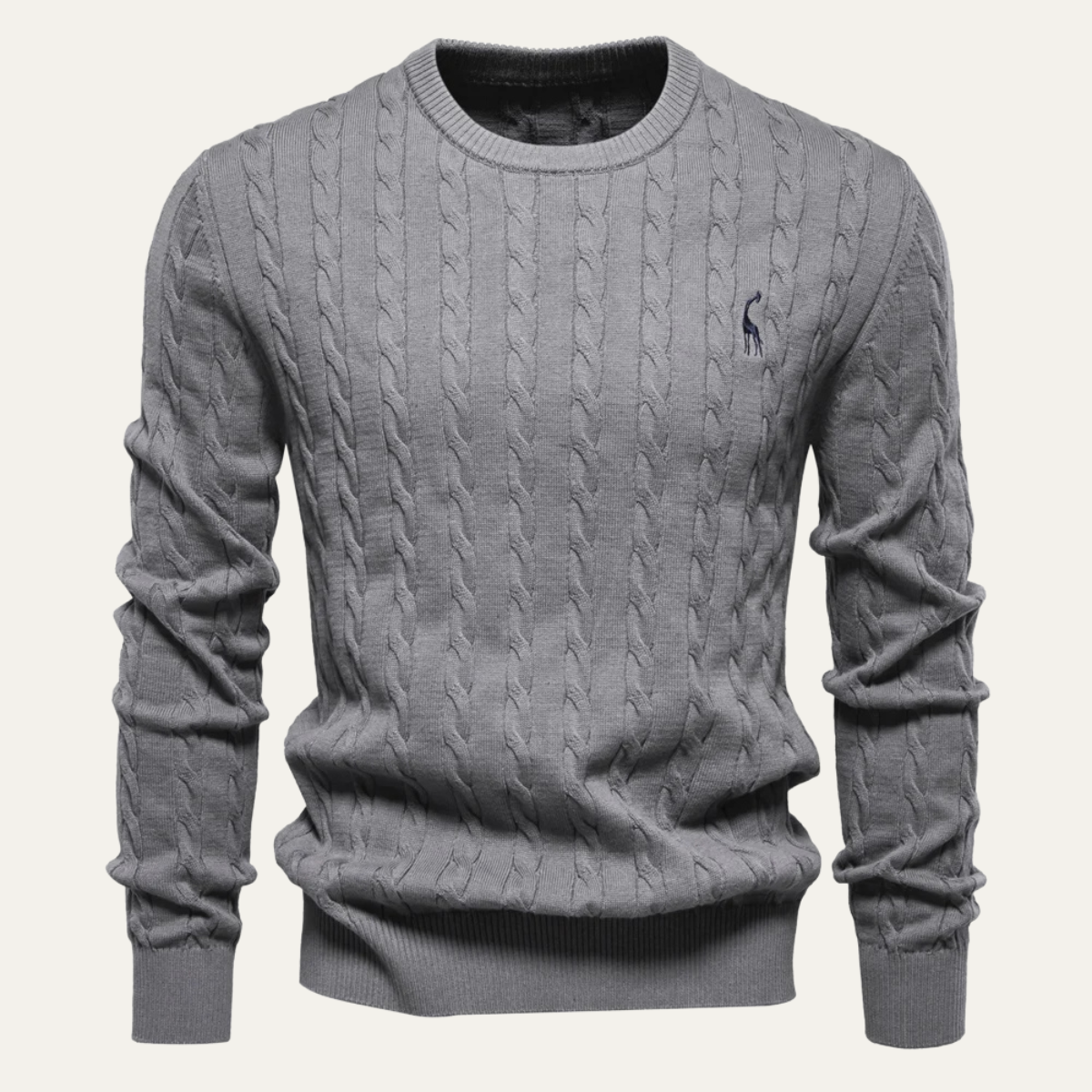 Pull col rond en maille torsadée pour homme