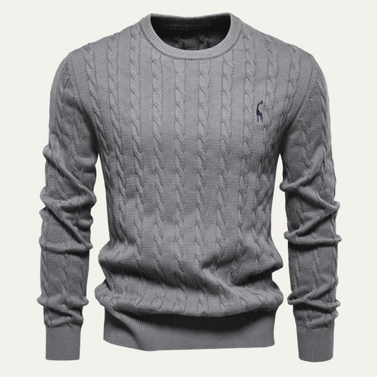 Pull col rond en maille torsadée pour homme