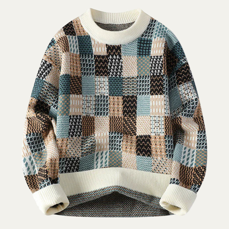 Pull col rond patchwork pour homme