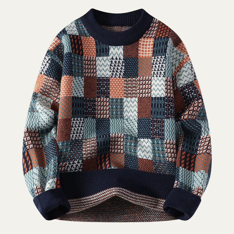 Pull col rond patchwork pour homme