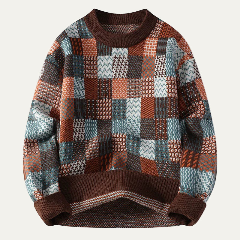 Pull col rond patchwork pour homme