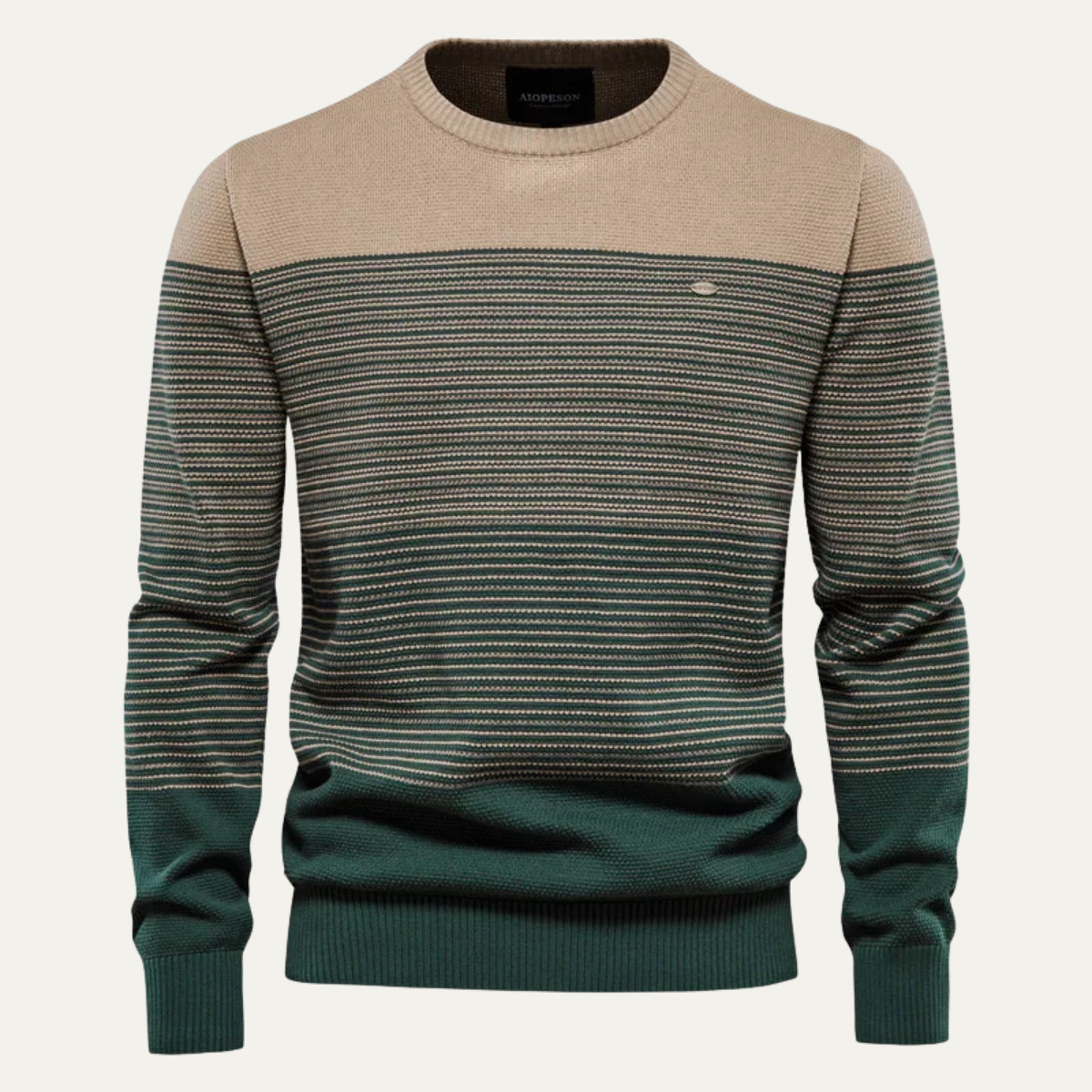 Pull col rond rayé color block pour homme