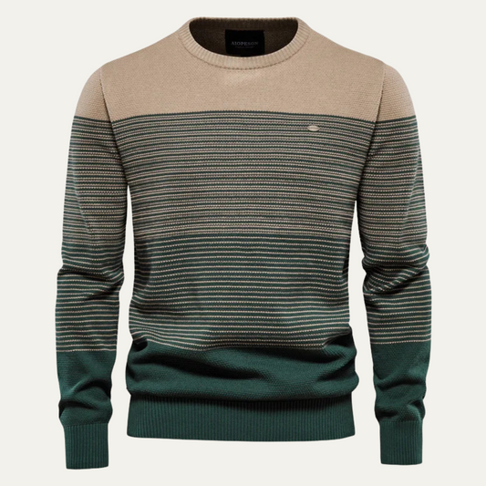 Pull col rond rayé color block pour homme