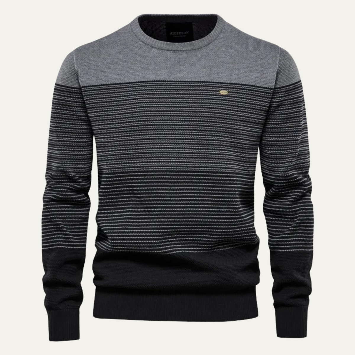 Pull col rond rayé color block pour homme