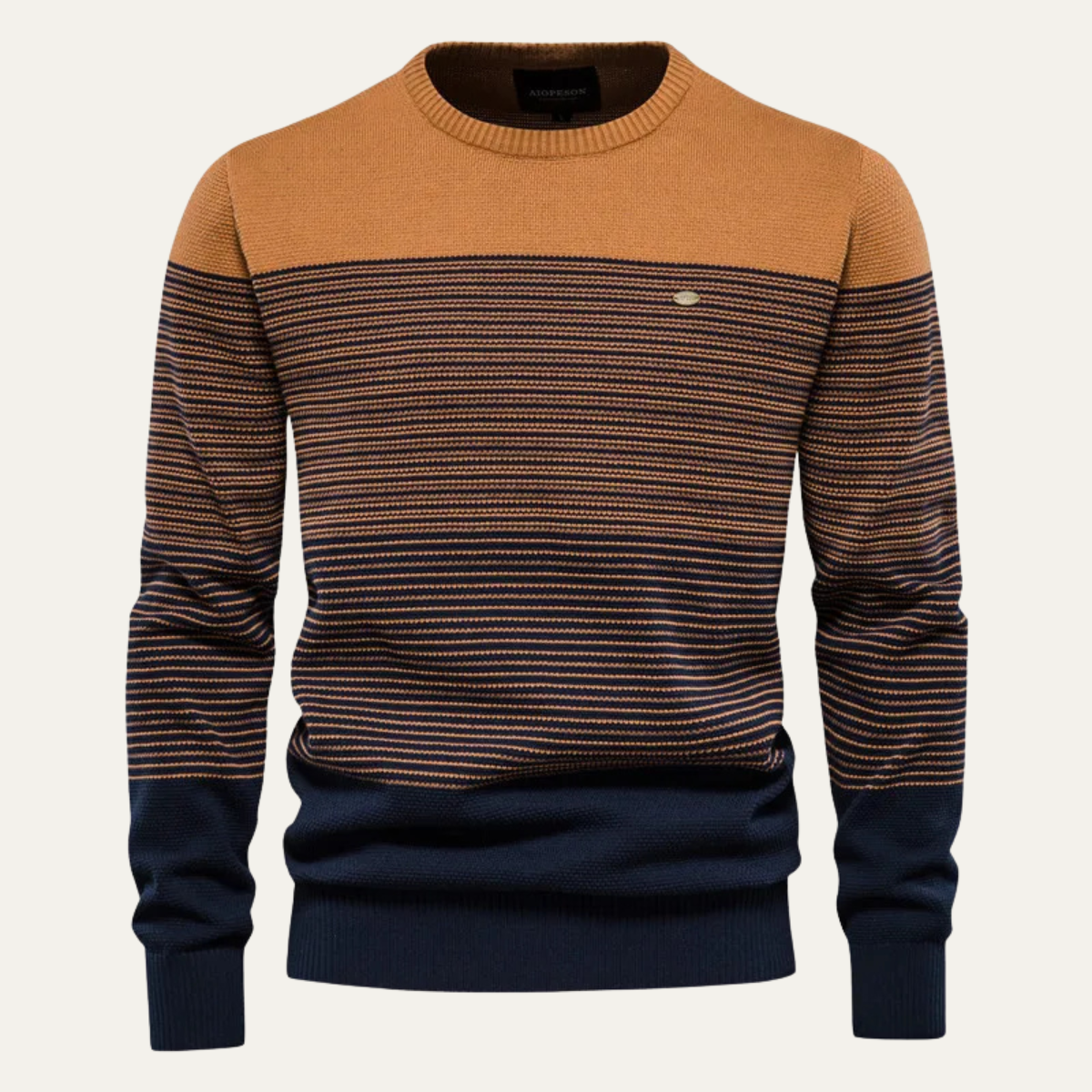 Pull col rond rayé color block pour homme