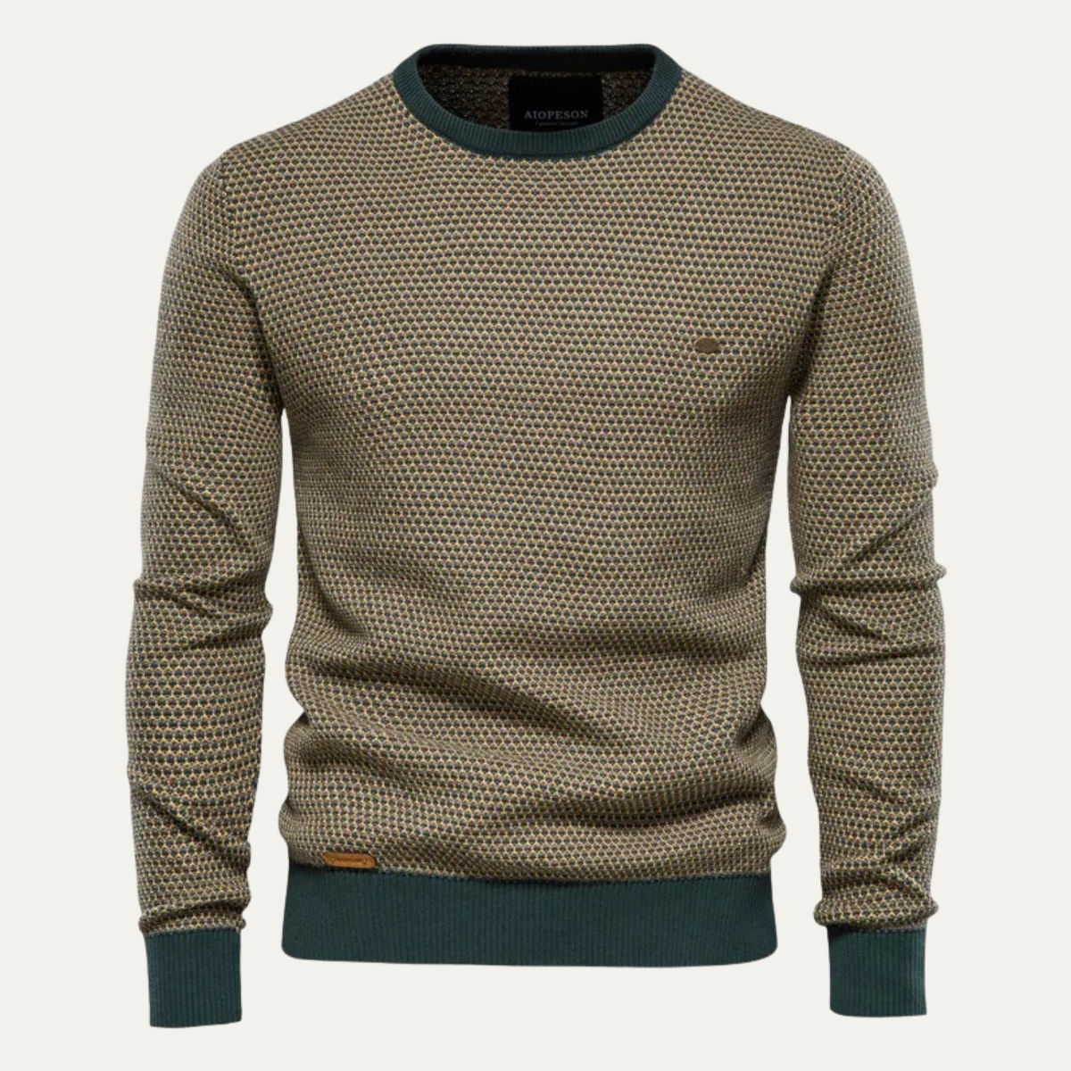 Pull col rond texturé bicolore pour homme