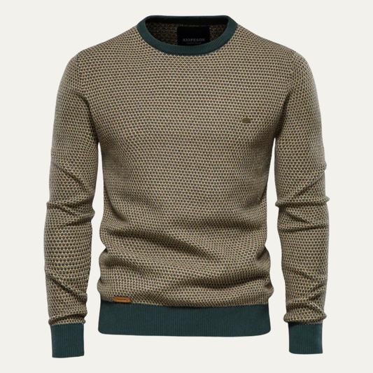 Pull col rond texturé bicolore pour homme