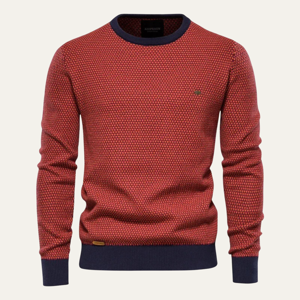 Pull col rond texturé bicolore pour homme