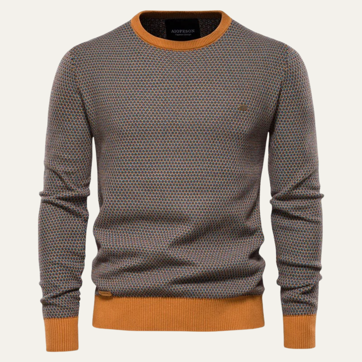 Pull col rond texturé bicolore pour homme