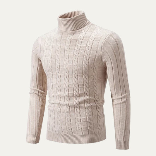 Pull col roulé ajusté en maille torsadée pour homme