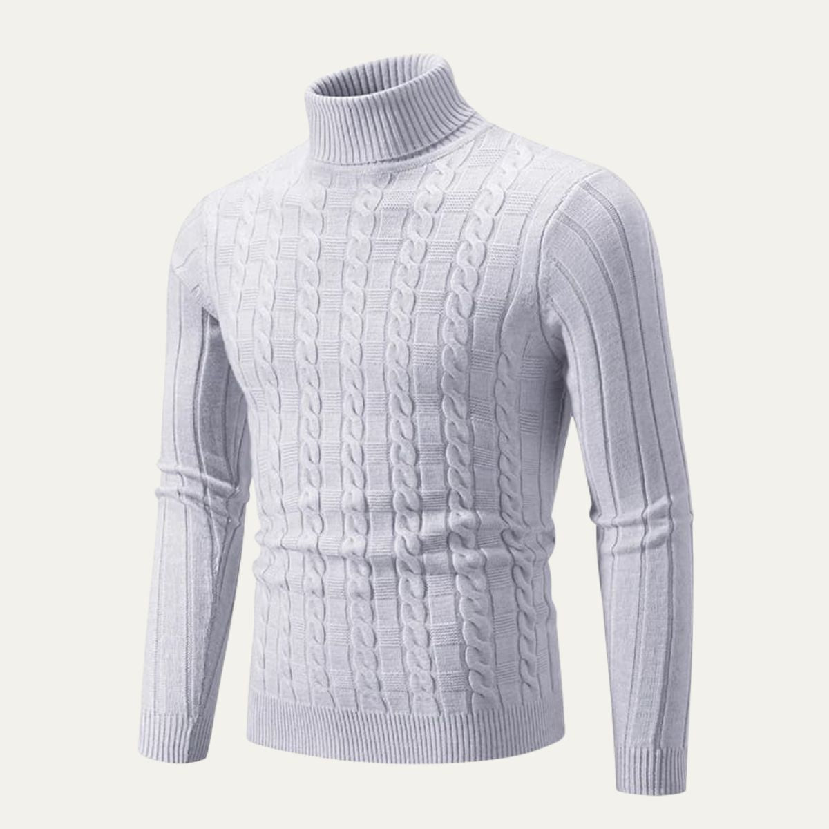 Pull col roulé ajusté en maille torsadée pour homme