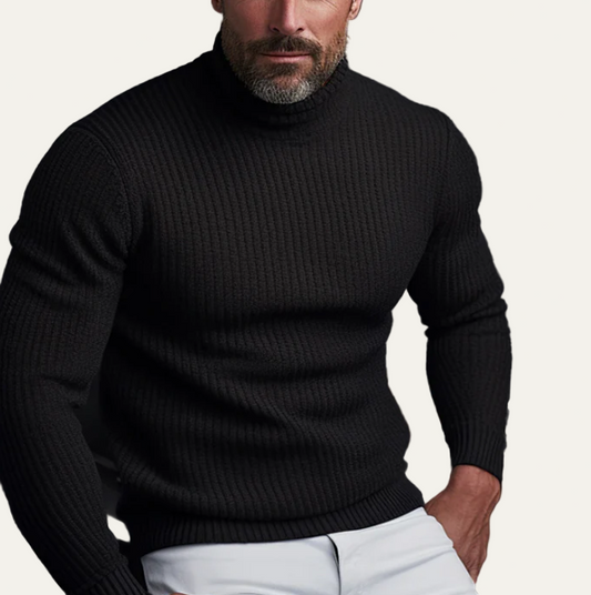 Pull col roulé côtelé classique pour homme