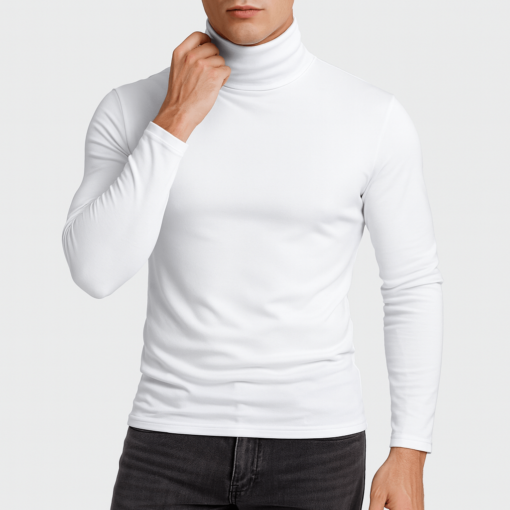 Pull col roulé manches longues en coton pour homme