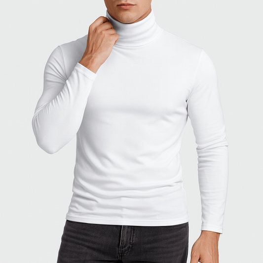 Pull col roulé manches longues en coton pour homme