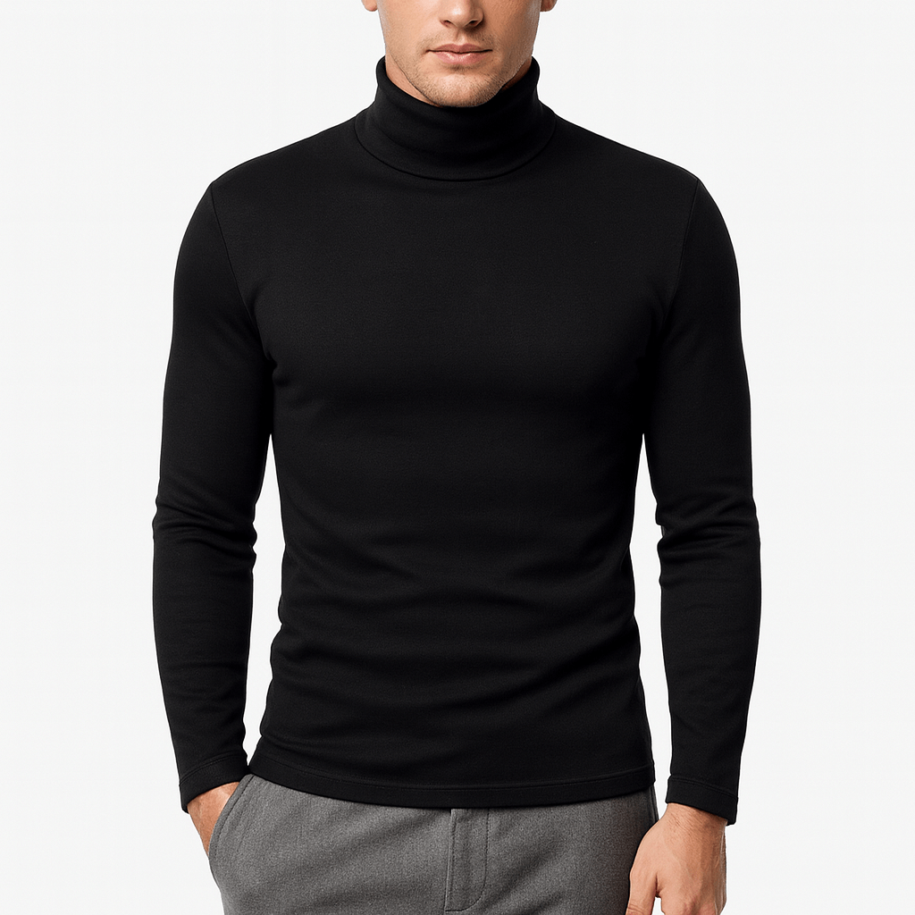 Pull col roulé manches longues en coton pour homme