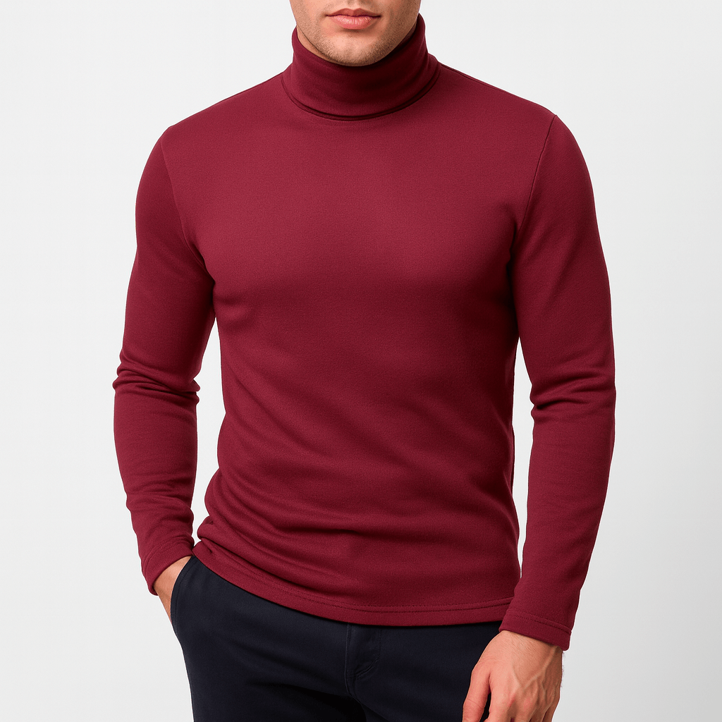 Pull col roulé manches longues en coton pour homme