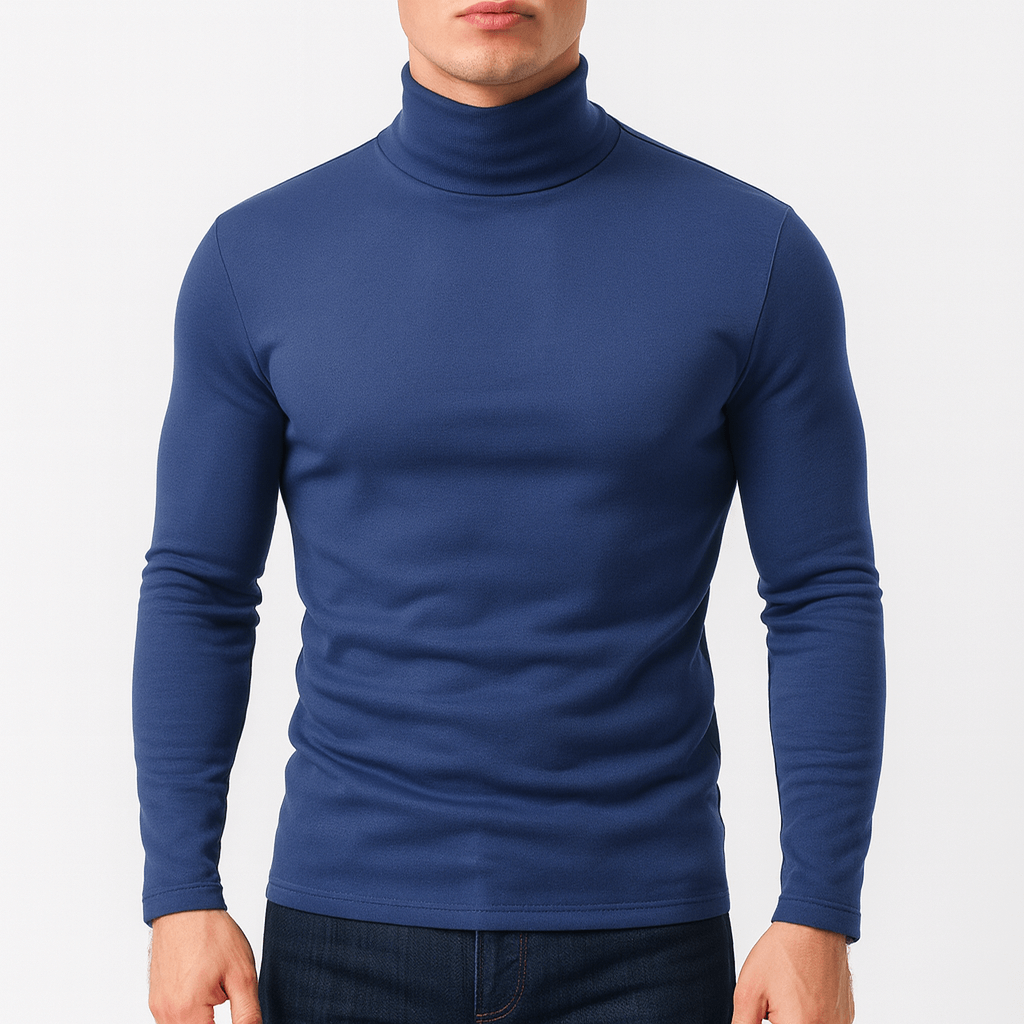 Pull col roulé manches longues en coton pour homme