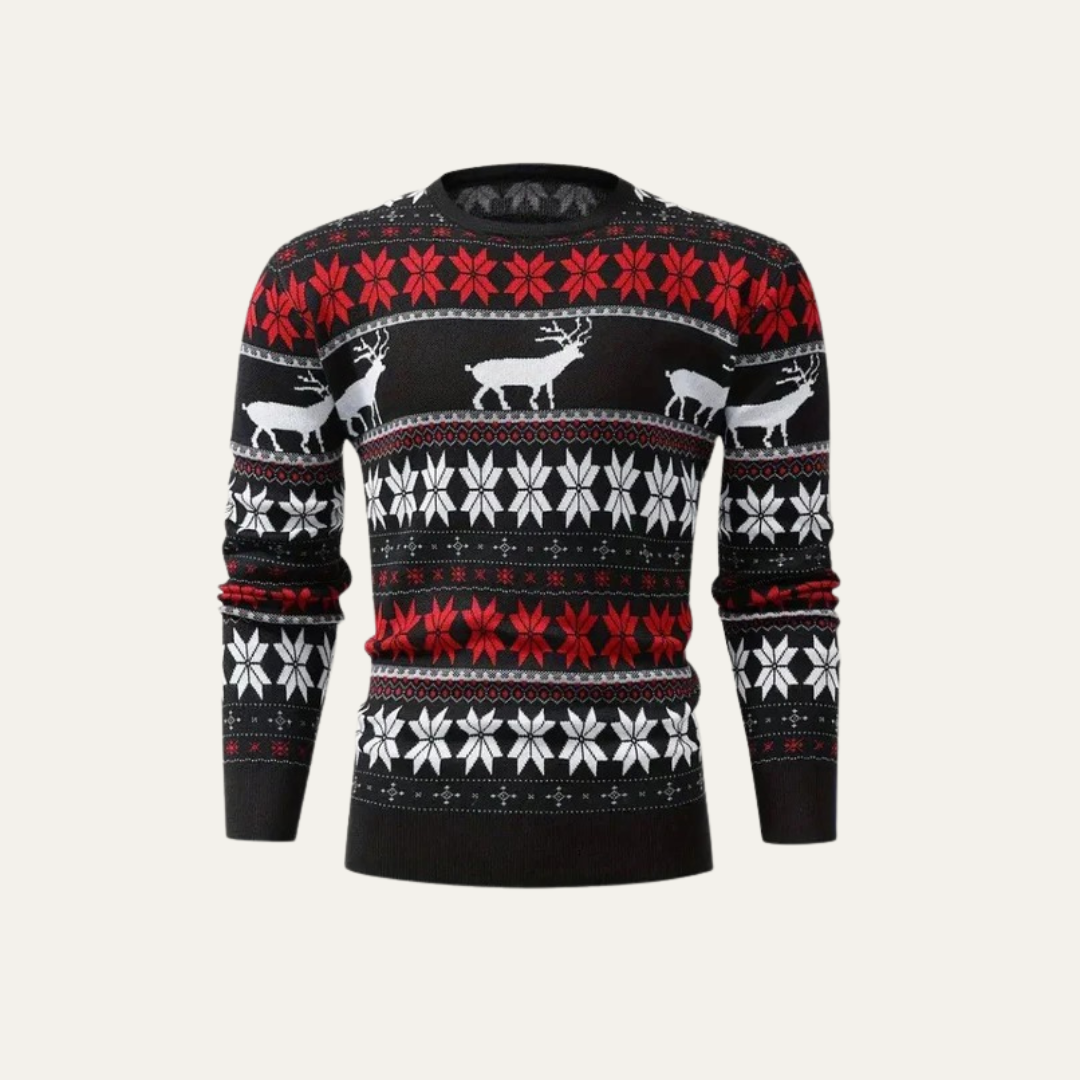 Pull de Noël classique en maille à motif renne pour homme