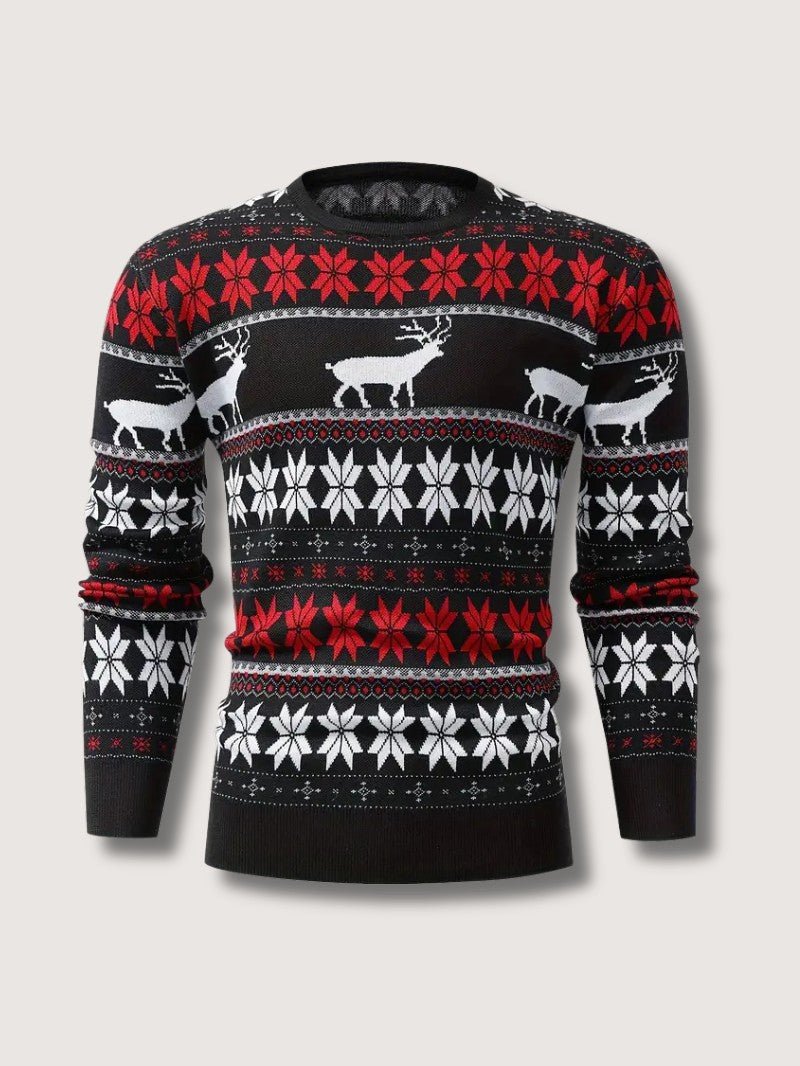 Pull de Noël classique pour homme à motif renne Fair Isle