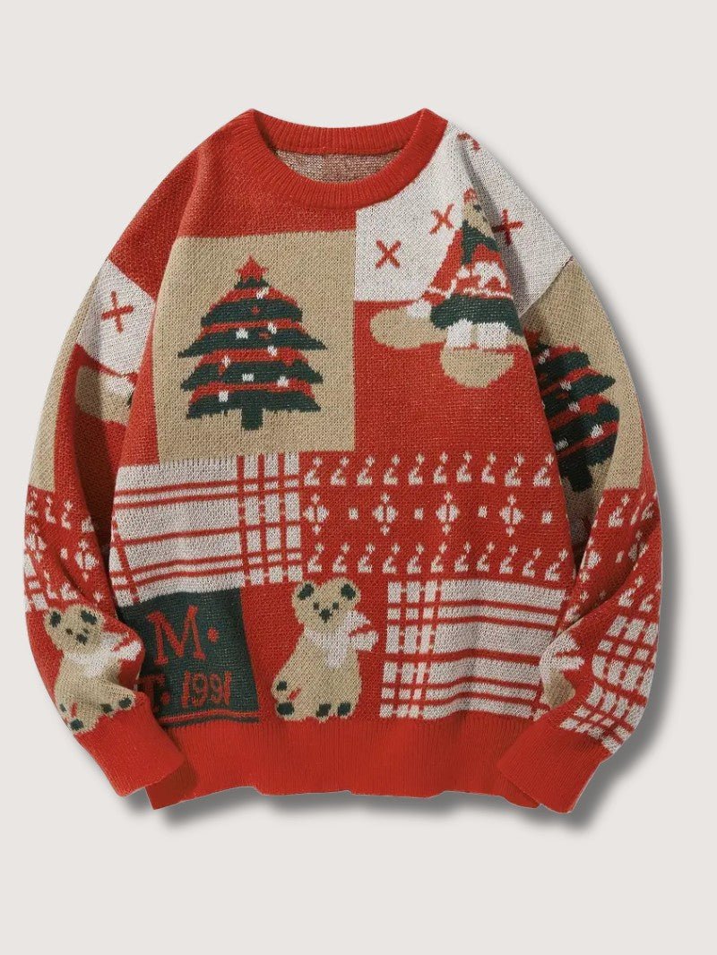 Pull de Noël patchwork festif pour homme