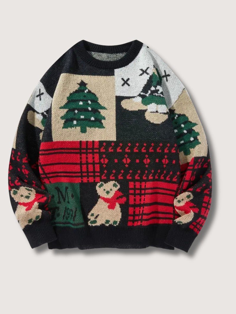 Pull de Noël patchwork festif pour homme