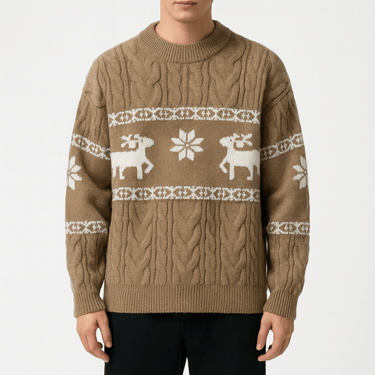 Pull de luxe en cachemire à motif cerf pour homme