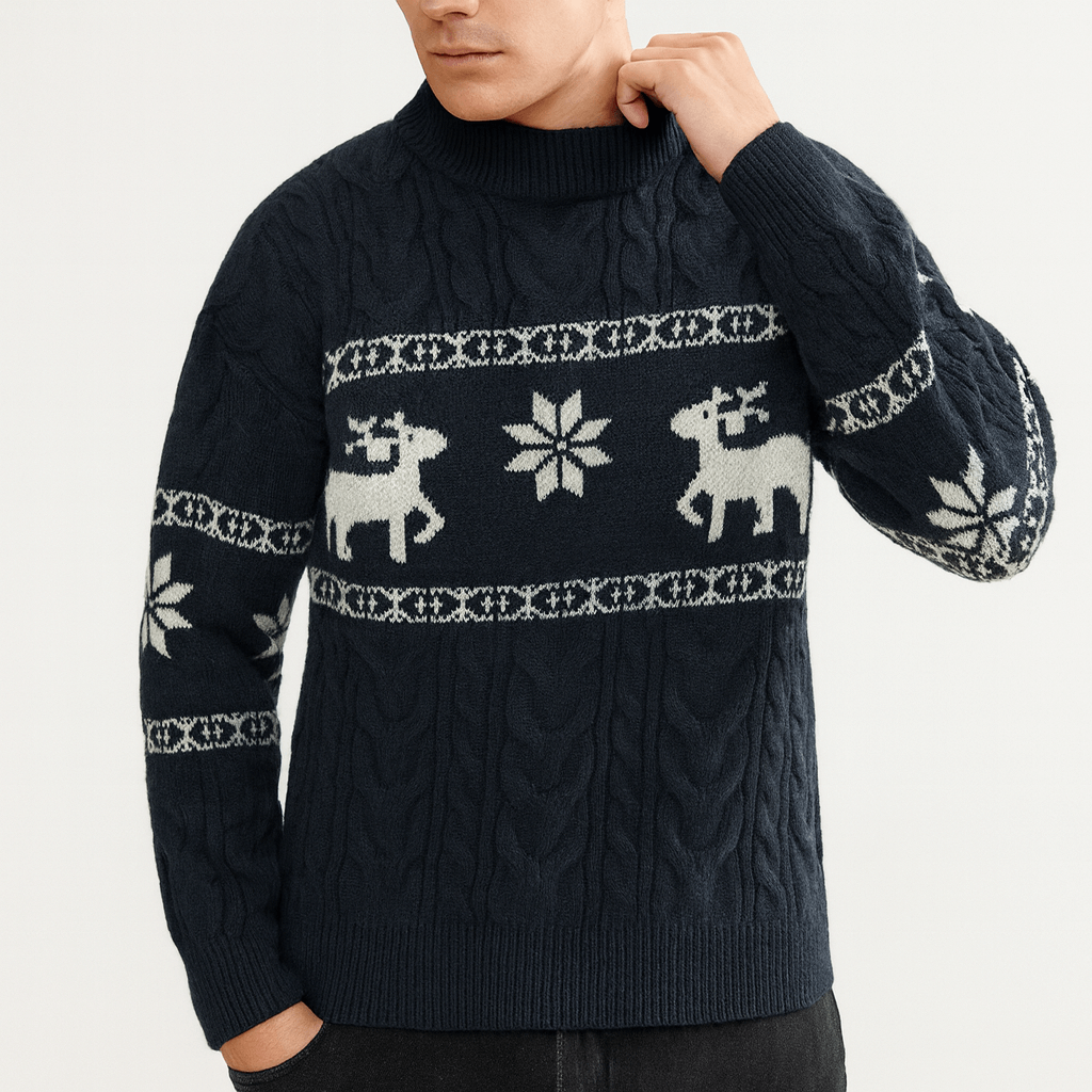 Pull de luxe en cachemire à motif cerf pour homme