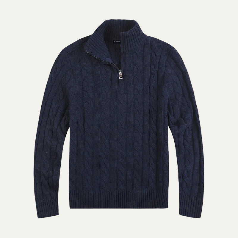 Pull décontracté en maille torsadée pour homme
