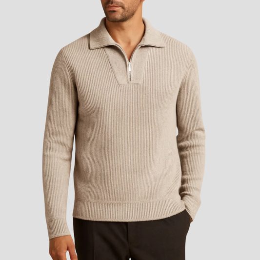 Pull demi-zip côtelé pour homme