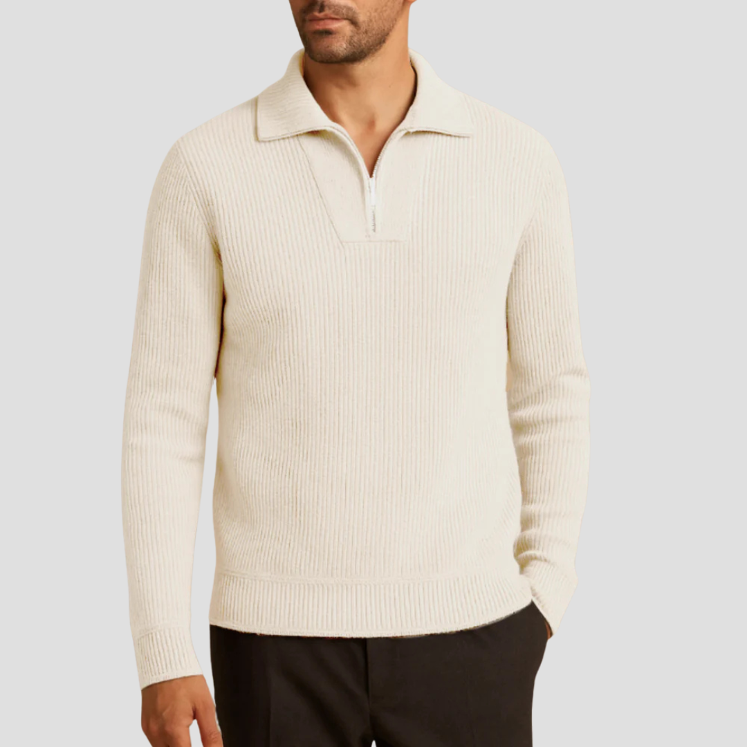 Pull demi-zip côtelé pour homme