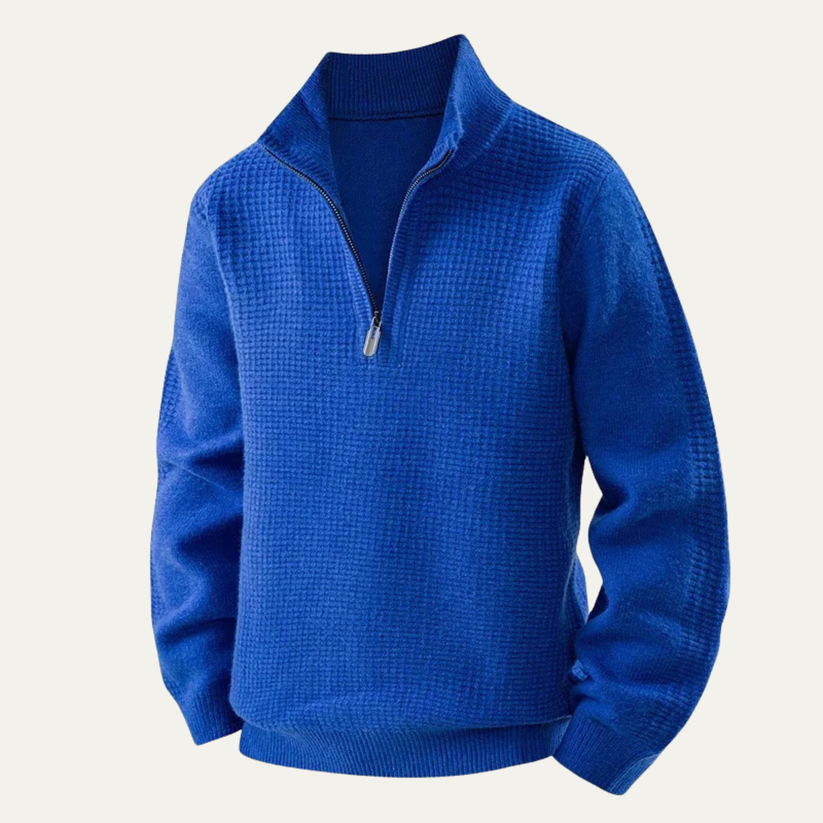 Pull demi-zip en maille gaufrée pour homme