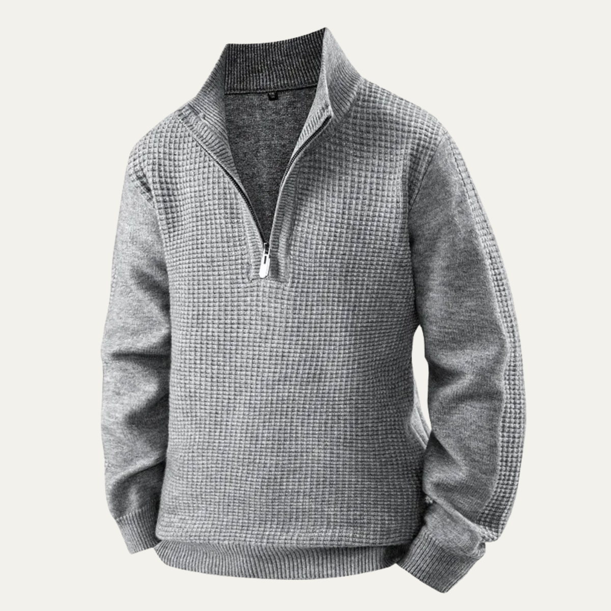 Pull demi-zip en maille gaufrée pour homme