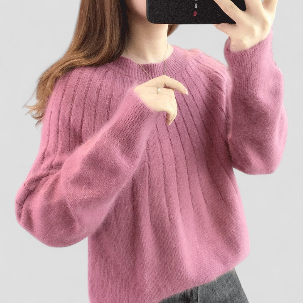 Pull doublé uni et confortable pour femme