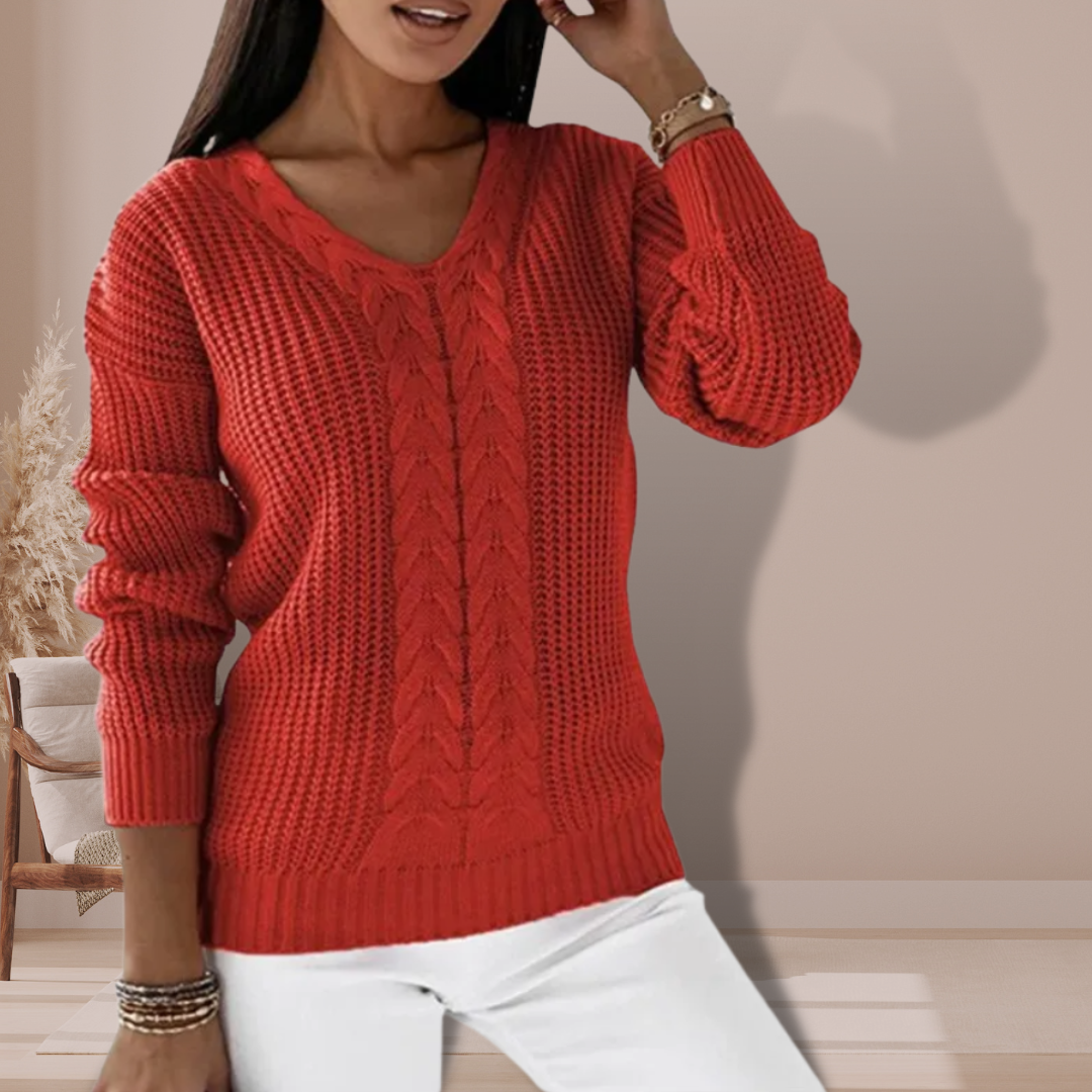 Pull élégant à col en V pour femme